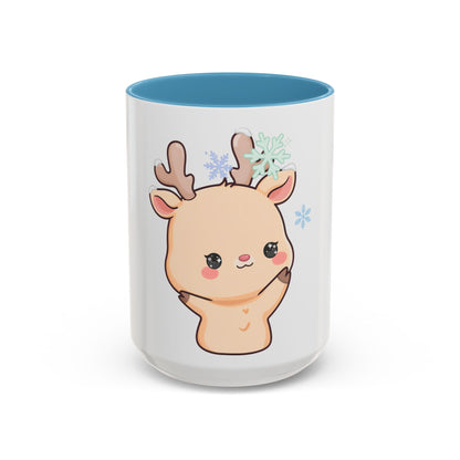 Kawaii Reindeer Accent Coffee Mug for Cozy Winter Sips