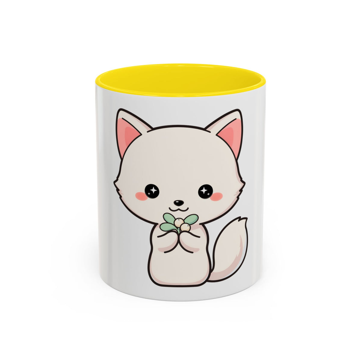 Kawaii Arctic Fox Christmas Accent Coffee Mug