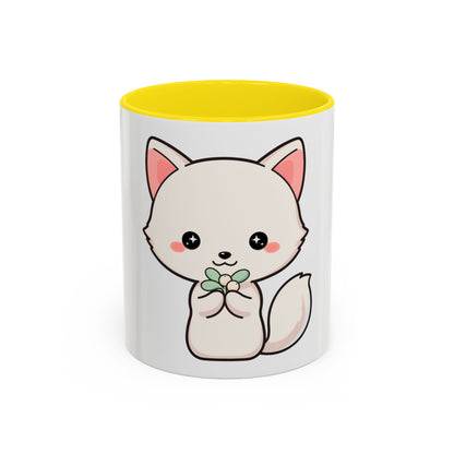 Kawaii Arctic Fox Christmas Accent Coffee Mug
