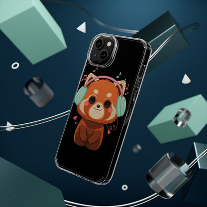 Red Panda Phone Case, Kawaii Music Lover Clear Case