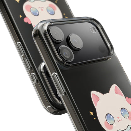 Kawaii Gamer Cat Clear Phone Case for Gaming Fans