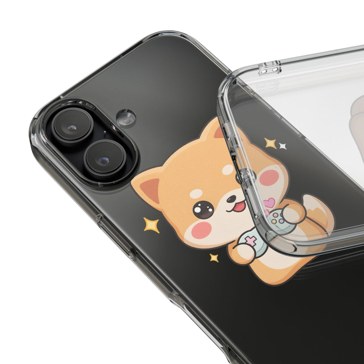 Kawaii Shiba Inu Gamer Phone Case, Clear Impact-Resistant