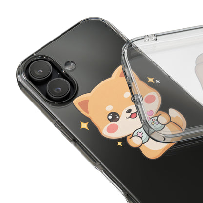 Kawaii Shiba Inu Gamer Phone Case, Clear Impact-Resistant