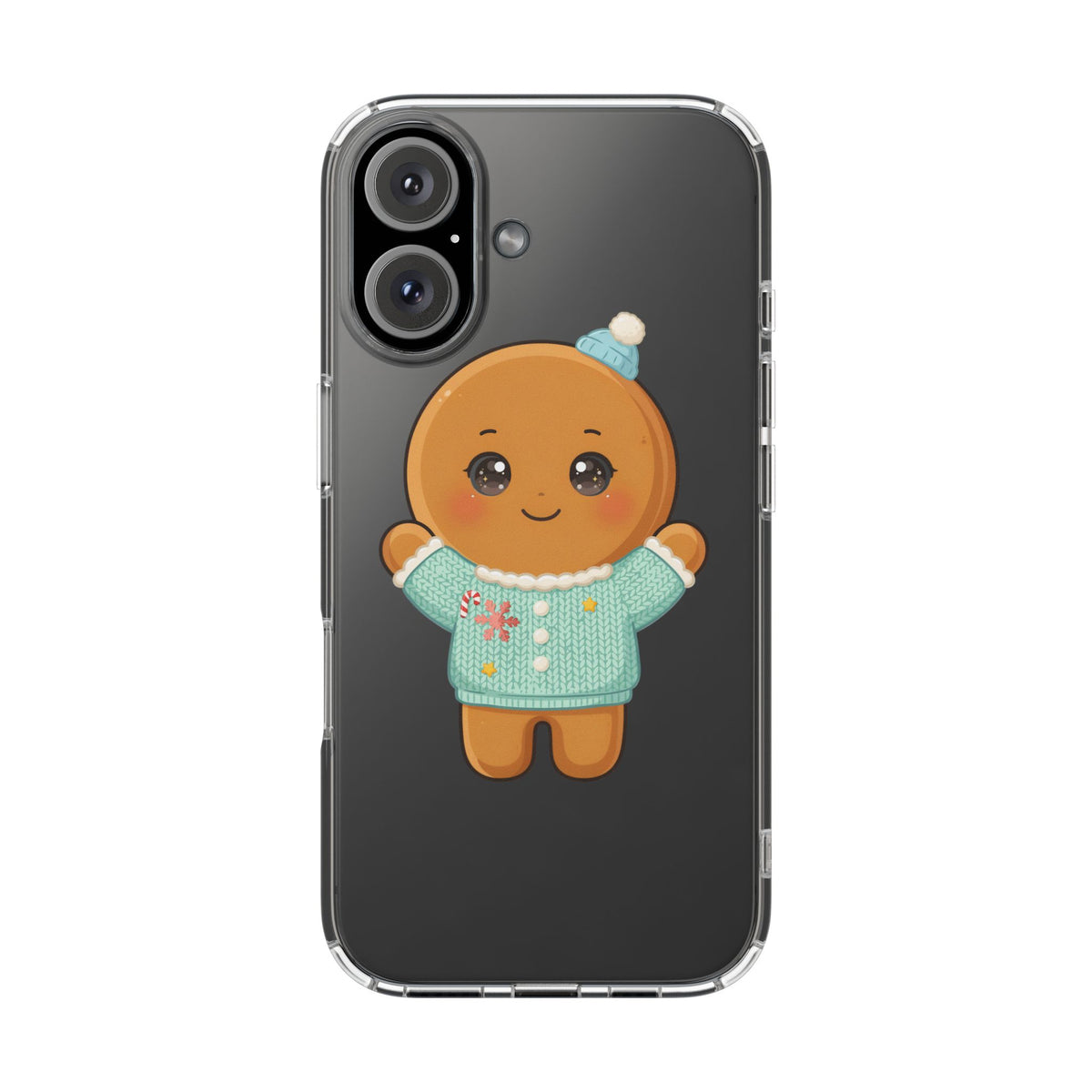 Kawaii Gingerbread Phone Case, Cute Christmas Sweater Cookie