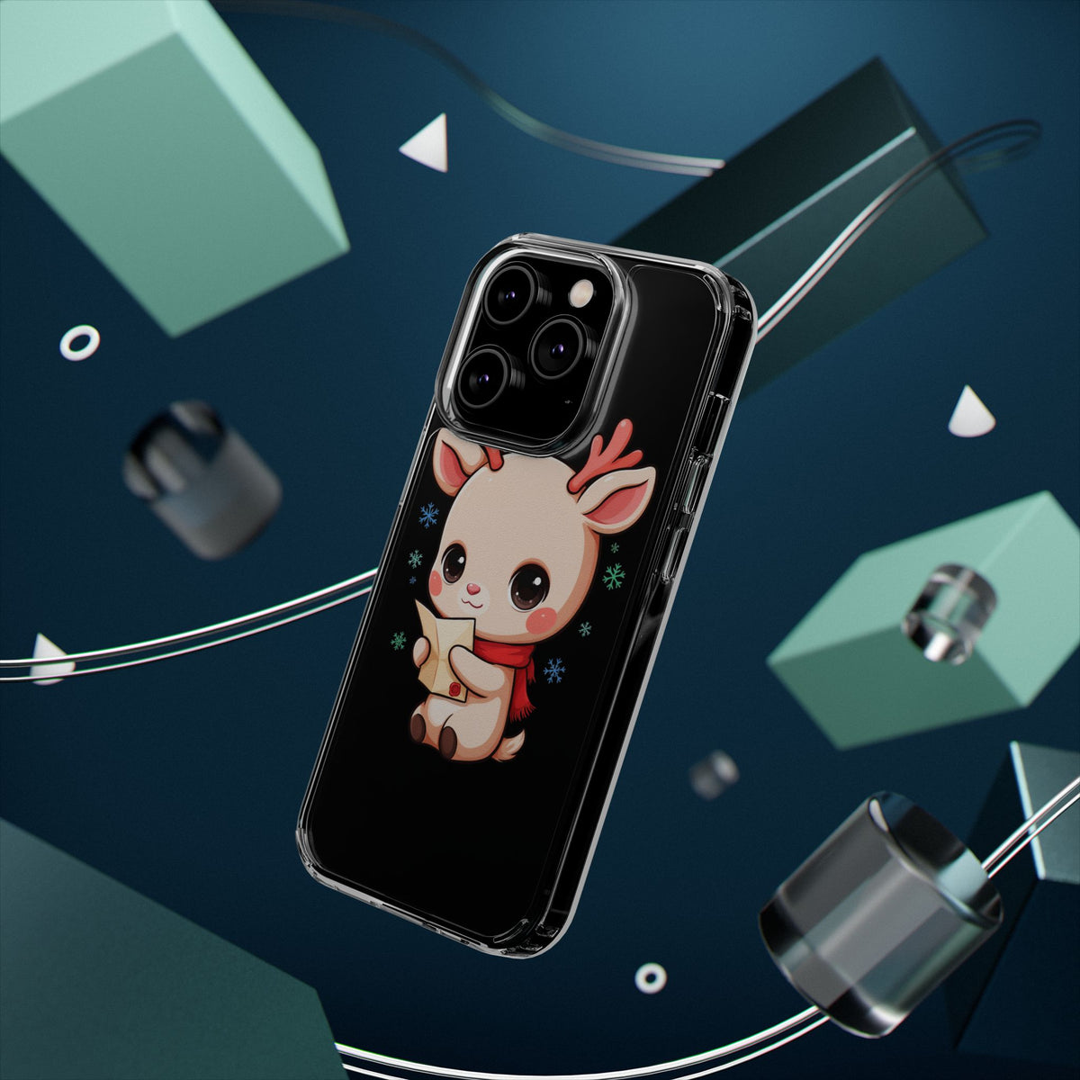 Christmas Reindeer Clear Impact-Resistant Phone Case