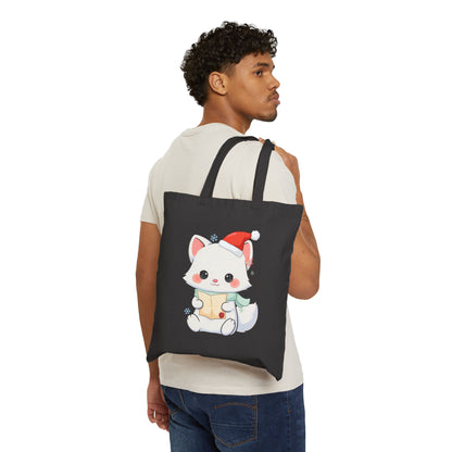 Christmas Fox Tote Bag for Holiday Book Lovers