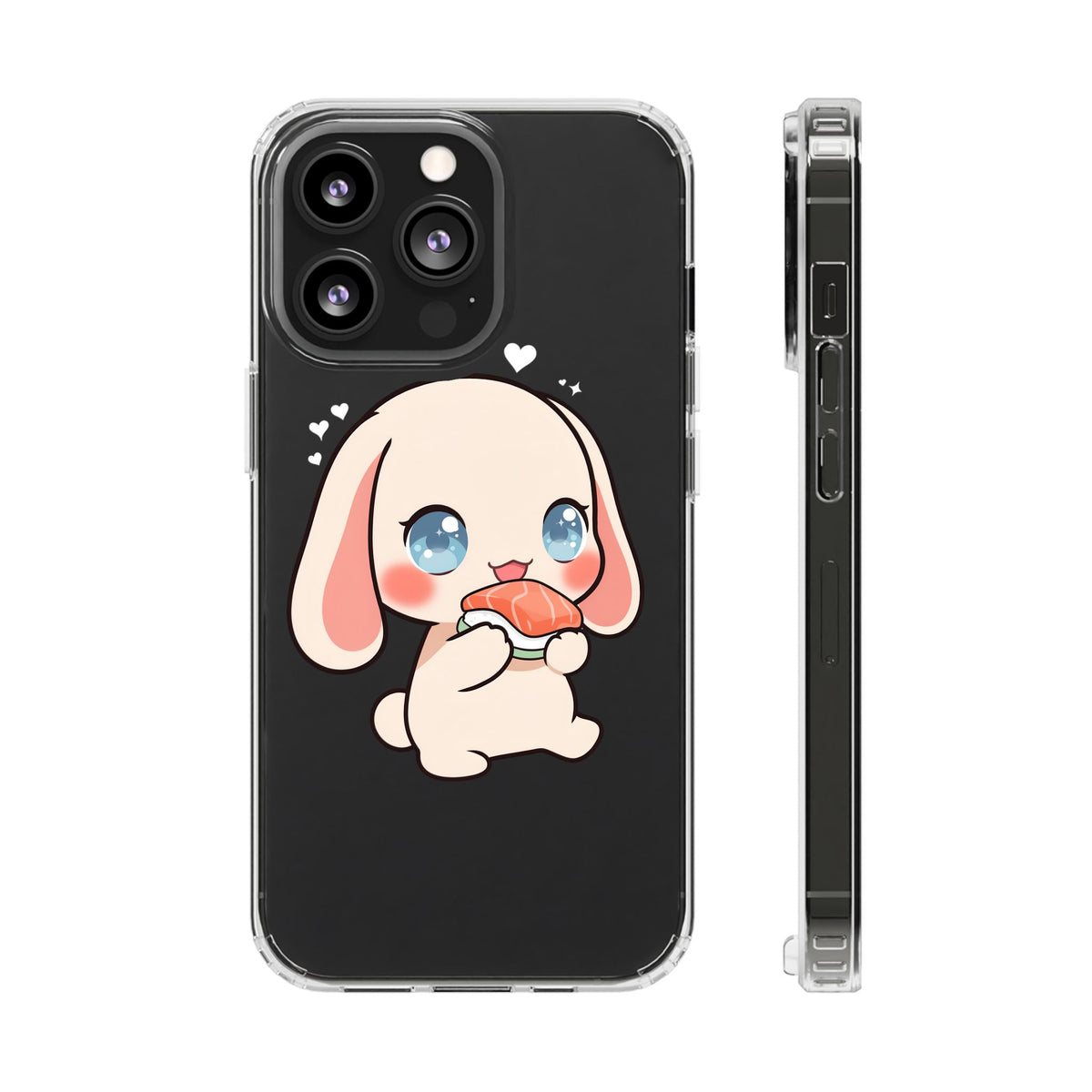 Kawaii Bunny Sushi Phone Case, Clear Impact-Resistant