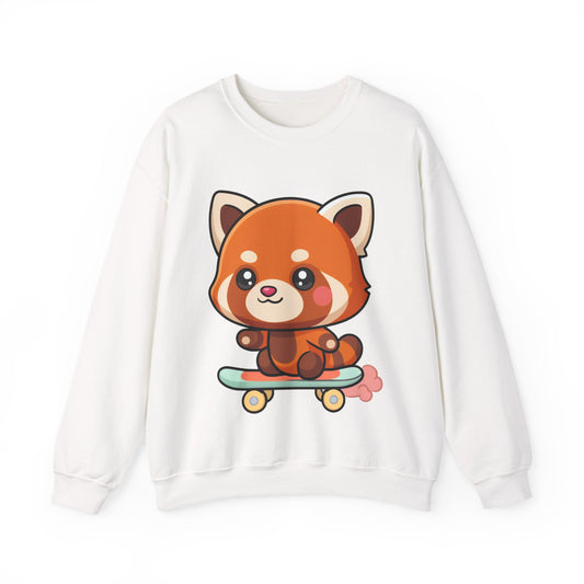 Kawaii Red Panda Skateboarding Sweatshirt, Cute Animal Gift