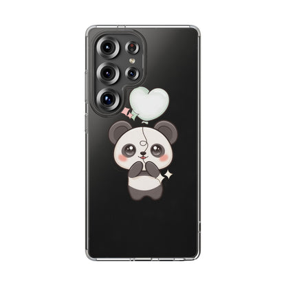 Kawaii Panda Clear Phone Case with Balloon