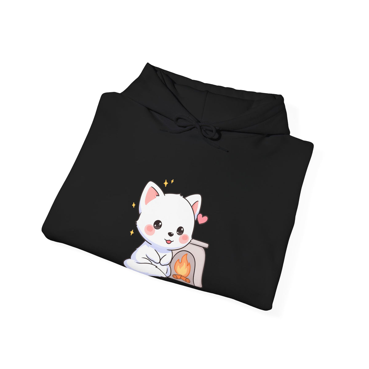 Kawaii Arctic Fox Hoodie for Cozy Fireplace Evenings