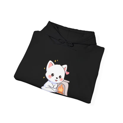 Kawaii Arctic Fox Hoodie for Cozy Fireplace Evenings
