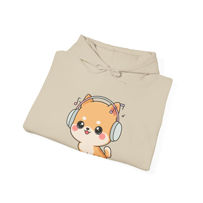 Kawaii Shiba Inu Hoodie for Cozy Music Lovers
