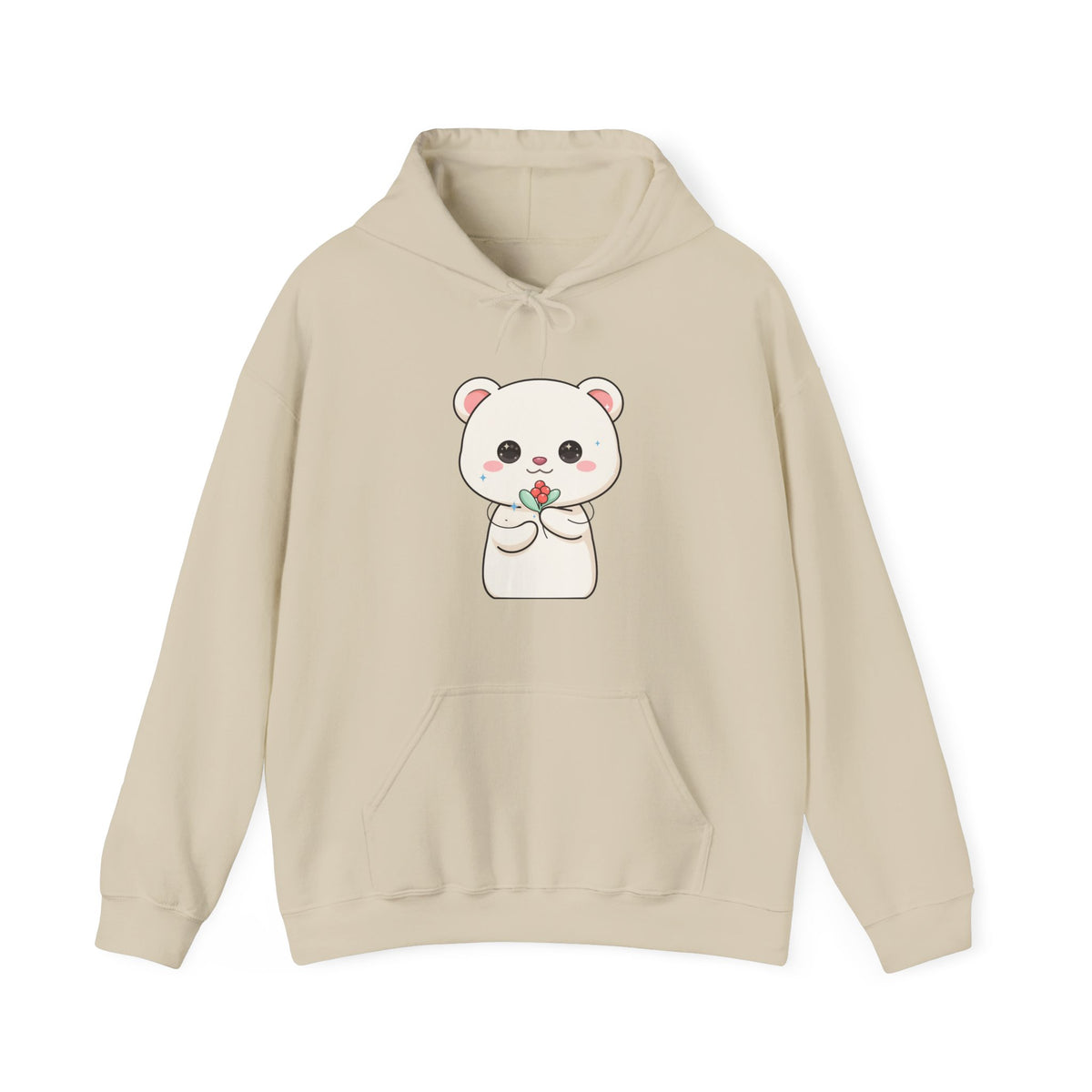 Kawaii Polar Bear Christmas Hoodie with Mistletoe