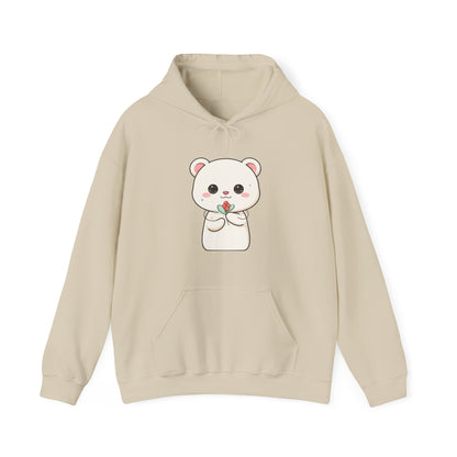 Kawaii Polar Bear Christmas Hoodie with Mistletoe