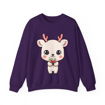 Kawaii Reindeer Sweatshirt, Cute Christmas Crewneck