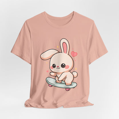 Kawaii Bunny Skateboard T-Shirt for Cute Style Fans