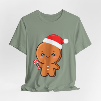 Gingerbread Man Christmas T-Shirt, Cute Kawaii Holiday Tee
