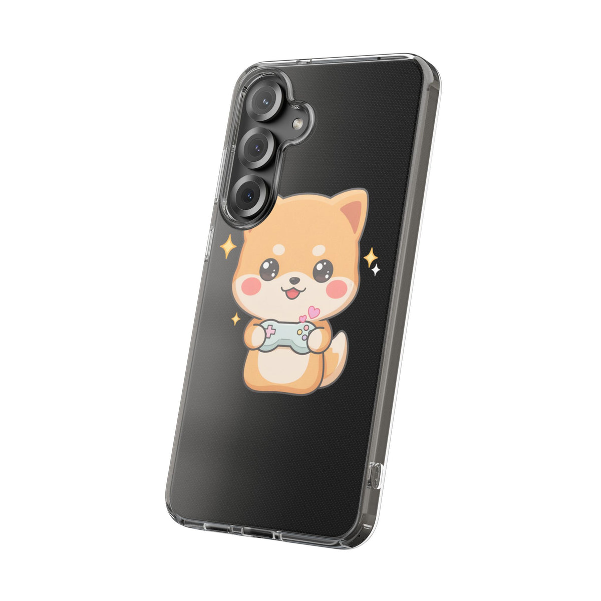 Kawaii Shiba Inu Gamer Phone Case, Clear Impact-Resistant
