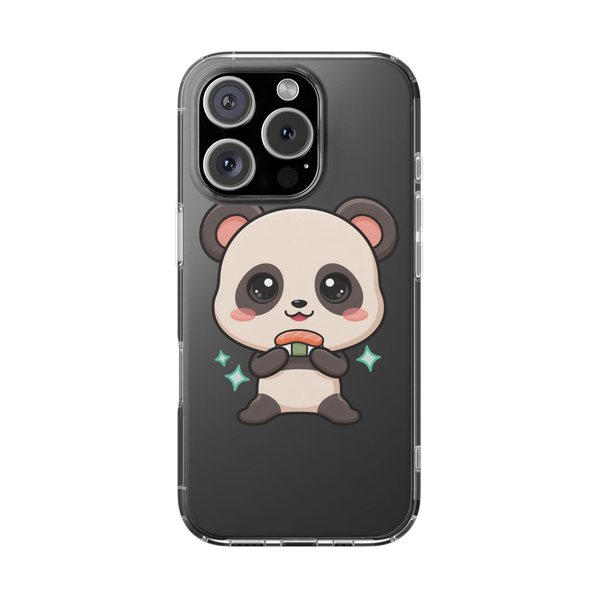 Kawaii Panda Sushi Phone Case, Clear Impact-Resistant Case