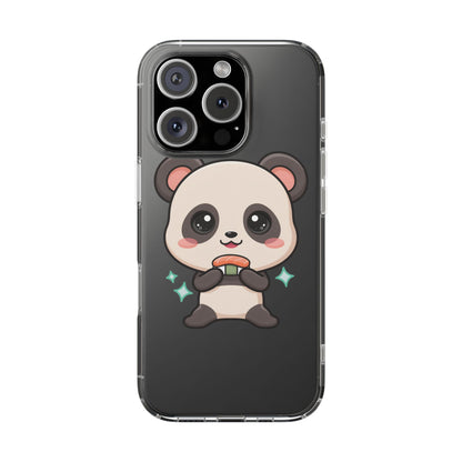 Kawaii Panda Sushi Phone Case, Clear Impact-Resistant Case