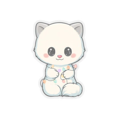 Kawaii Arctic Fox Sticker with Fairy Lights