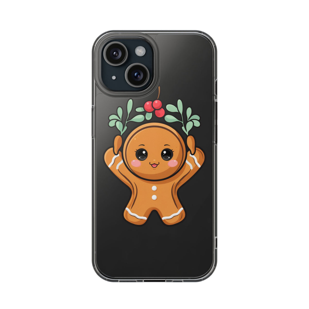 Kawaii Gingerbread Phone Case with Mistletoe Cheer