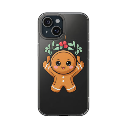 Kawaii Gingerbread Phone Case with Mistletoe Cheer