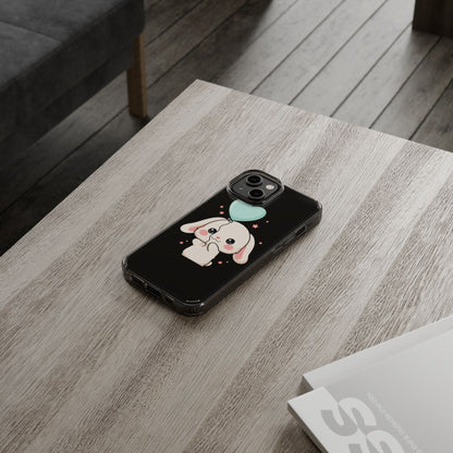 Kawaii Bunny Phone Case with Balloon, Clear Impact-Resistant