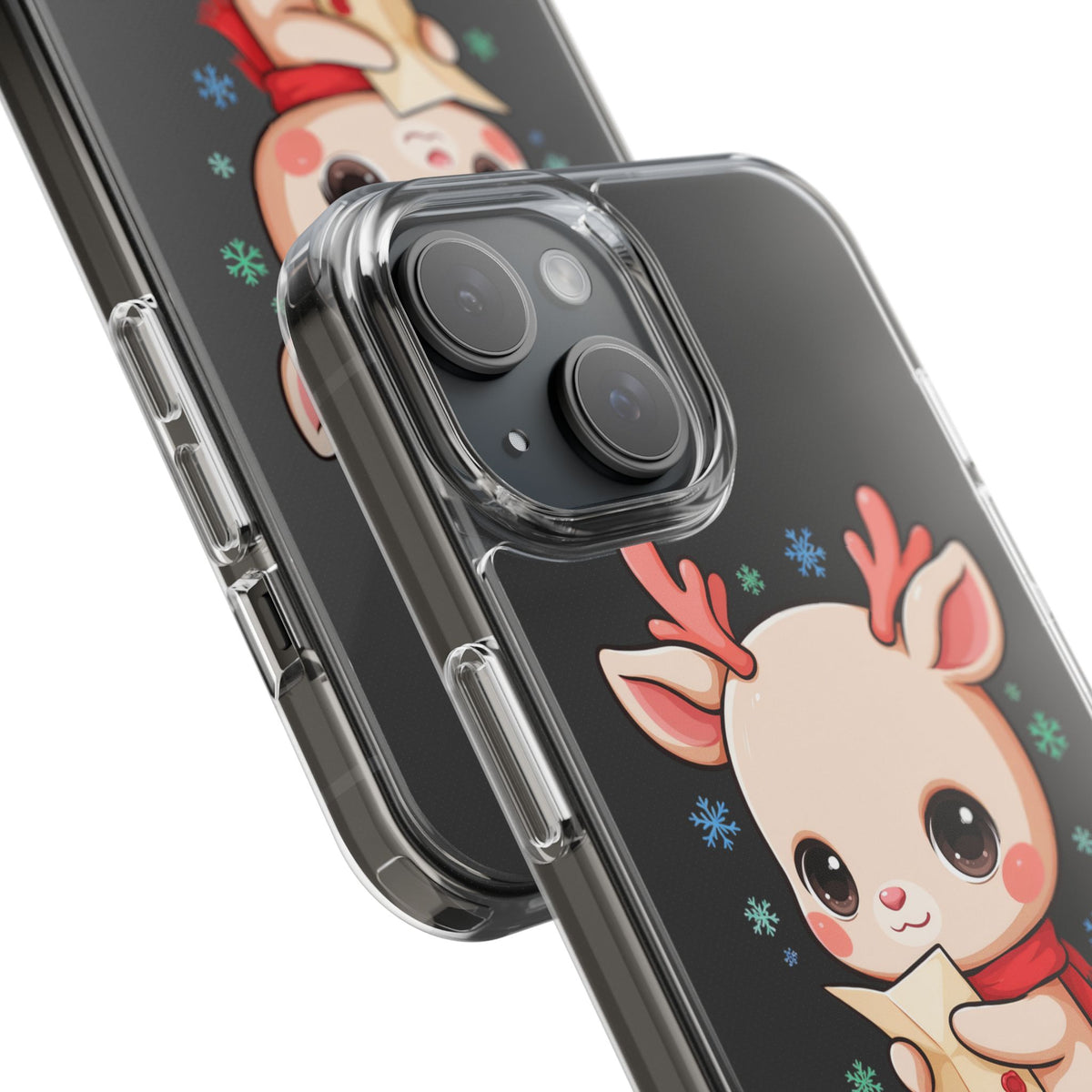 Christmas Reindeer Clear Impact-Resistant Phone Case
