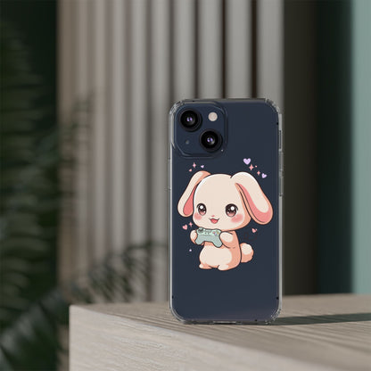 Kawaii Bunny Gamer Clear Impact-Resistant Phone Case