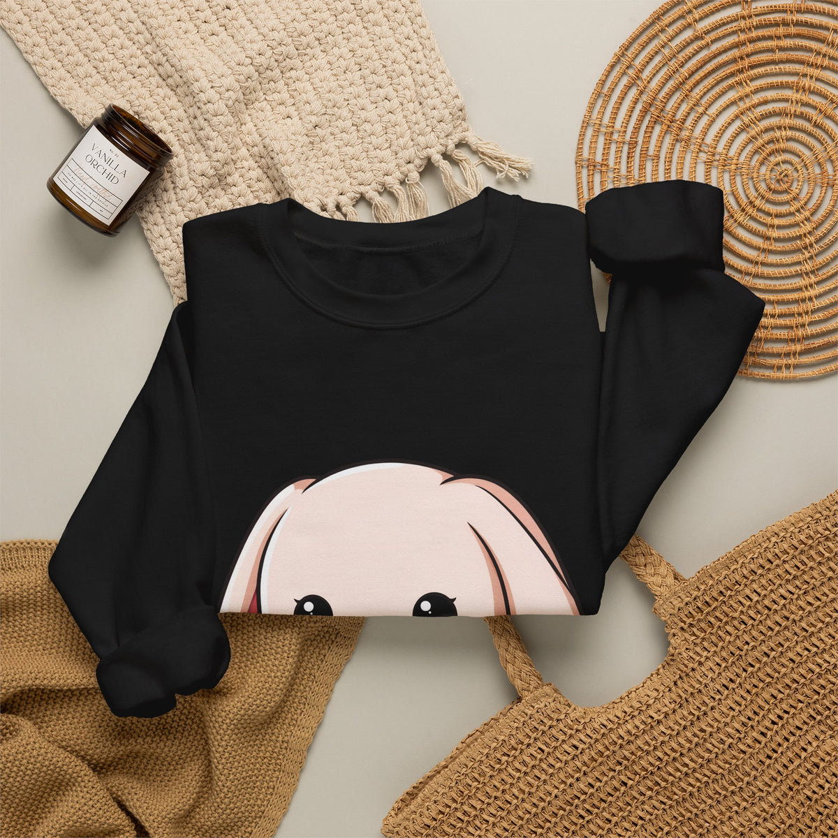 Kawaii Bunny Sweatshirt, Cute Heart Hug Crewneck