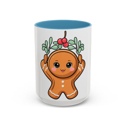 Kawaii Gingerbread Mug with Mistletoe | Christmas Accent Mug