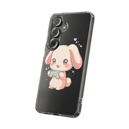 Kawaii Bunny Gamer Clear Impact-Resistant Phone Case
