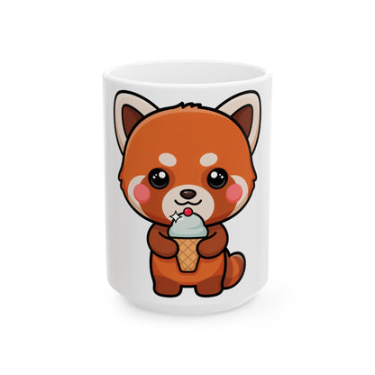 Kawaii Red Panda Mug, Cute Ice Cream Animal Gift
