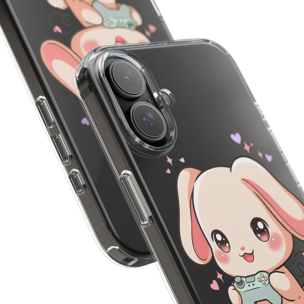 Kawaii Bunny Gamer Clear Impact-Resistant Phone Case
