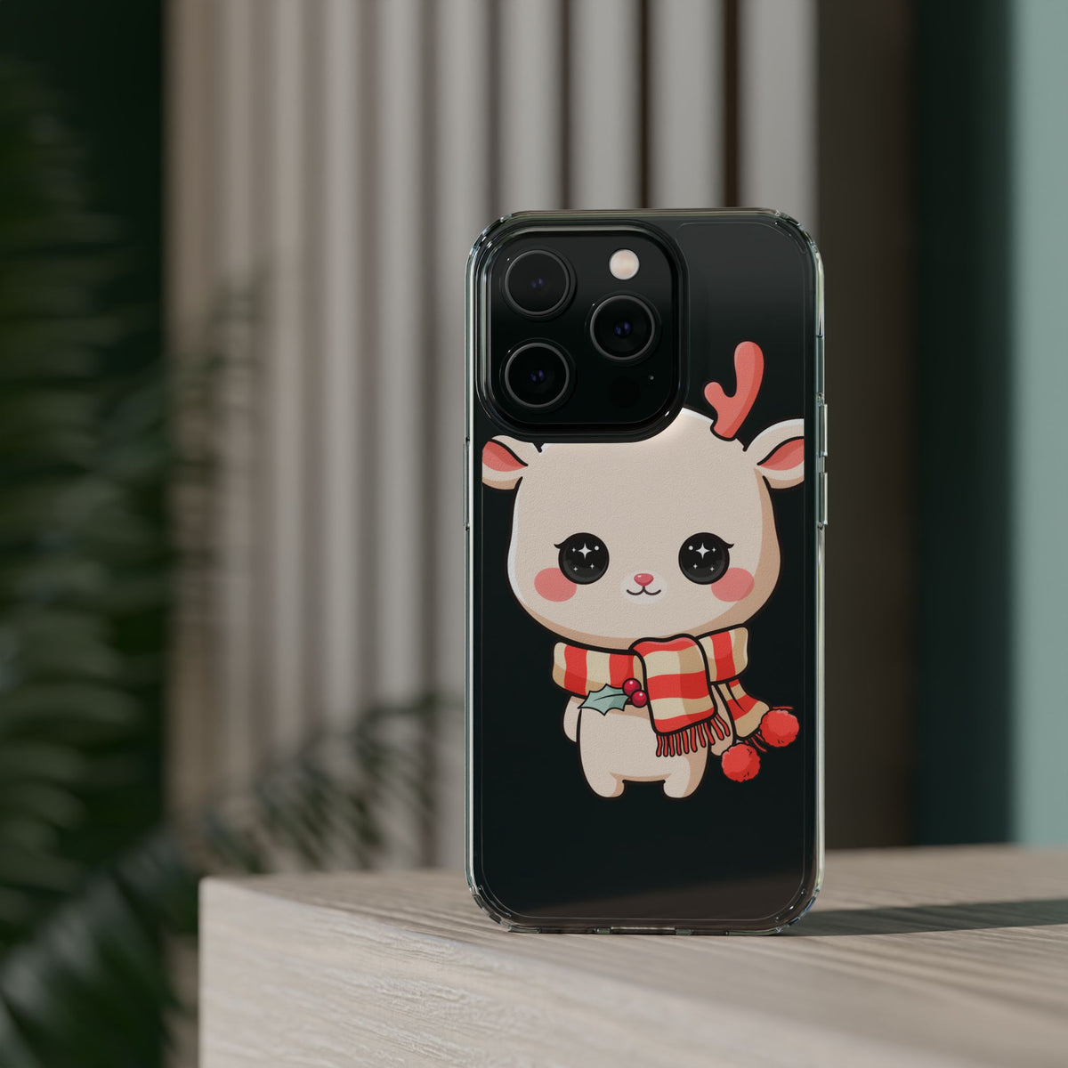 Christmas Reindeer Phone Case, Cute Kawaii Holiday Gift