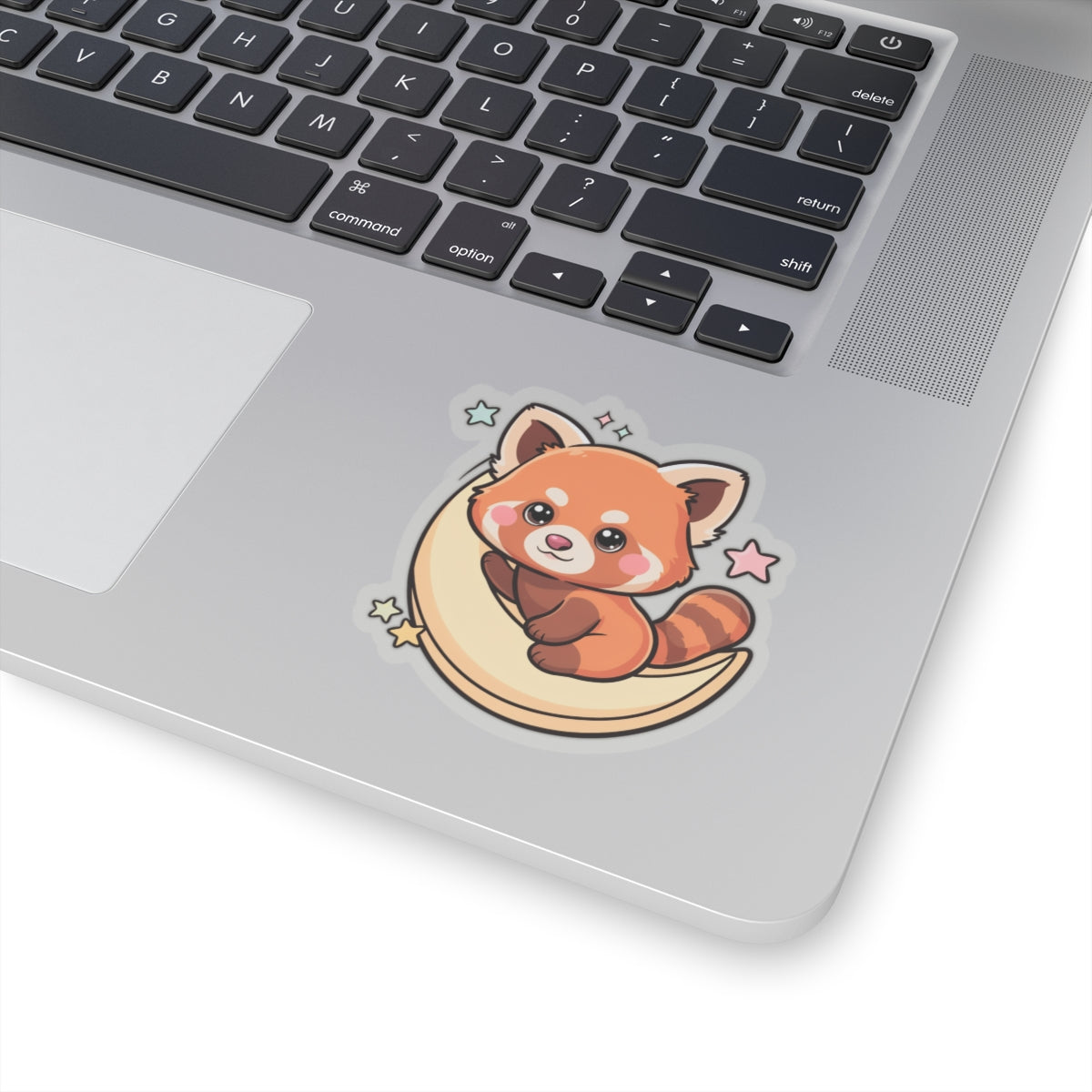 Red Panda Moon Sticker, Cute Kawaii Kiss-Cut Vinyl