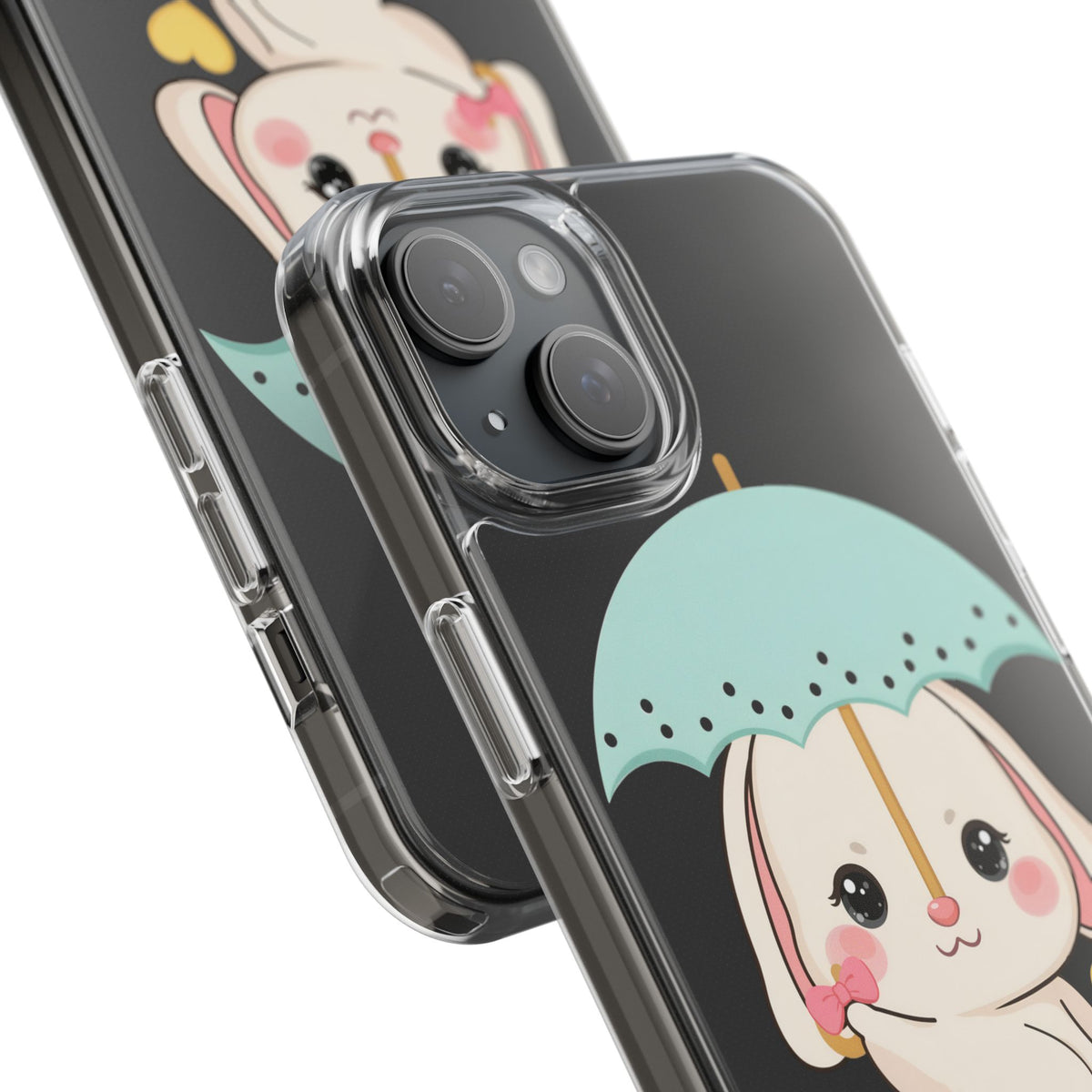 Kawaii Bunny Phone Case with Umbrella | Cute Clear Case
