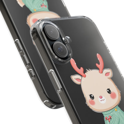 Kawaii Reindeer Clear Impact-Resistant Phone Case