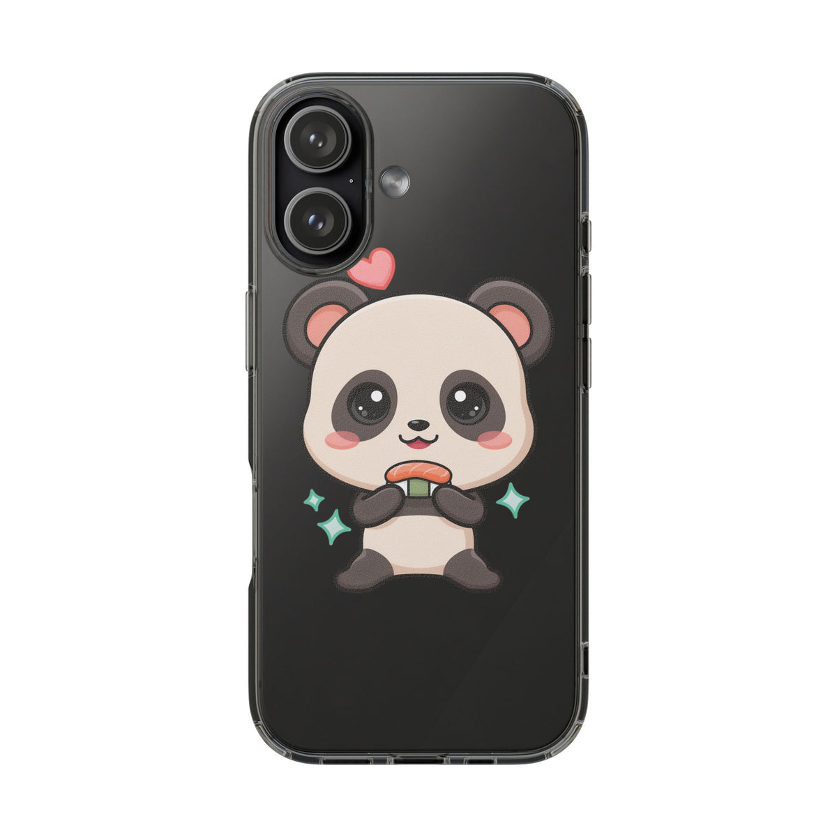 Kawaii Panda Sushi Phone Case, Clear Impact-Resistant Case