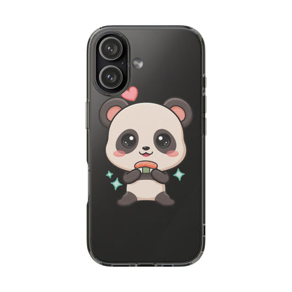 Kawaii Panda Sushi Phone Case, Clear Impact-Resistant Case