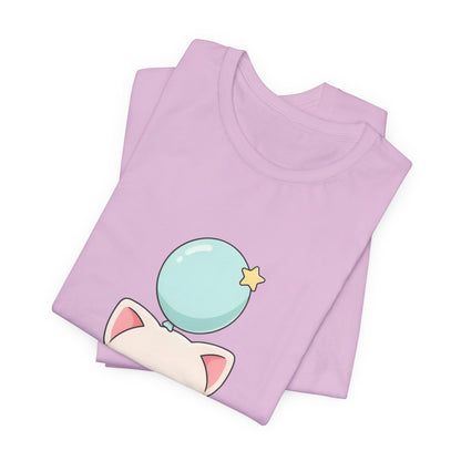 Kawaii Cat Balloon T-Shirt, Cute Chibi Kitty Tee