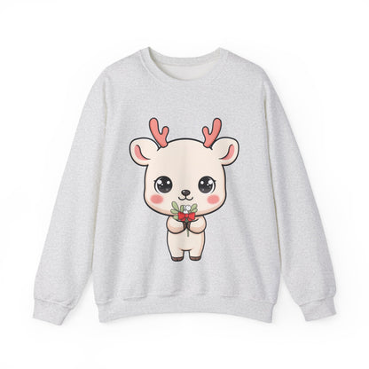 Kawaii Reindeer Sweatshirt, Cute Christmas Crewneck