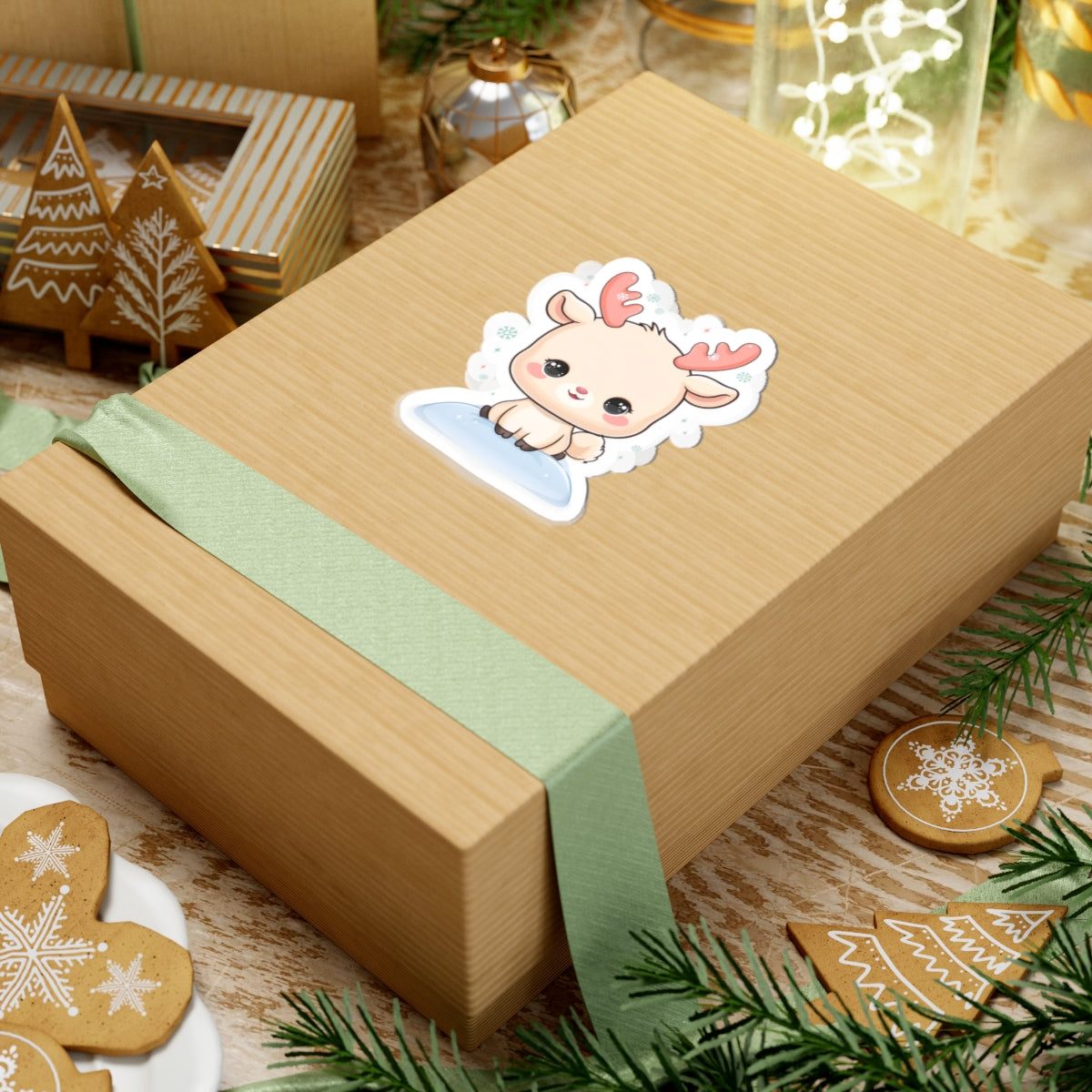 Kawaii Reindeer Sticker for a Cozy Winter Desk