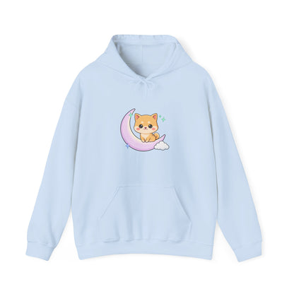Kawaii Shiba Inu Hoodie, Cute Crescent Moon Sweatshirt