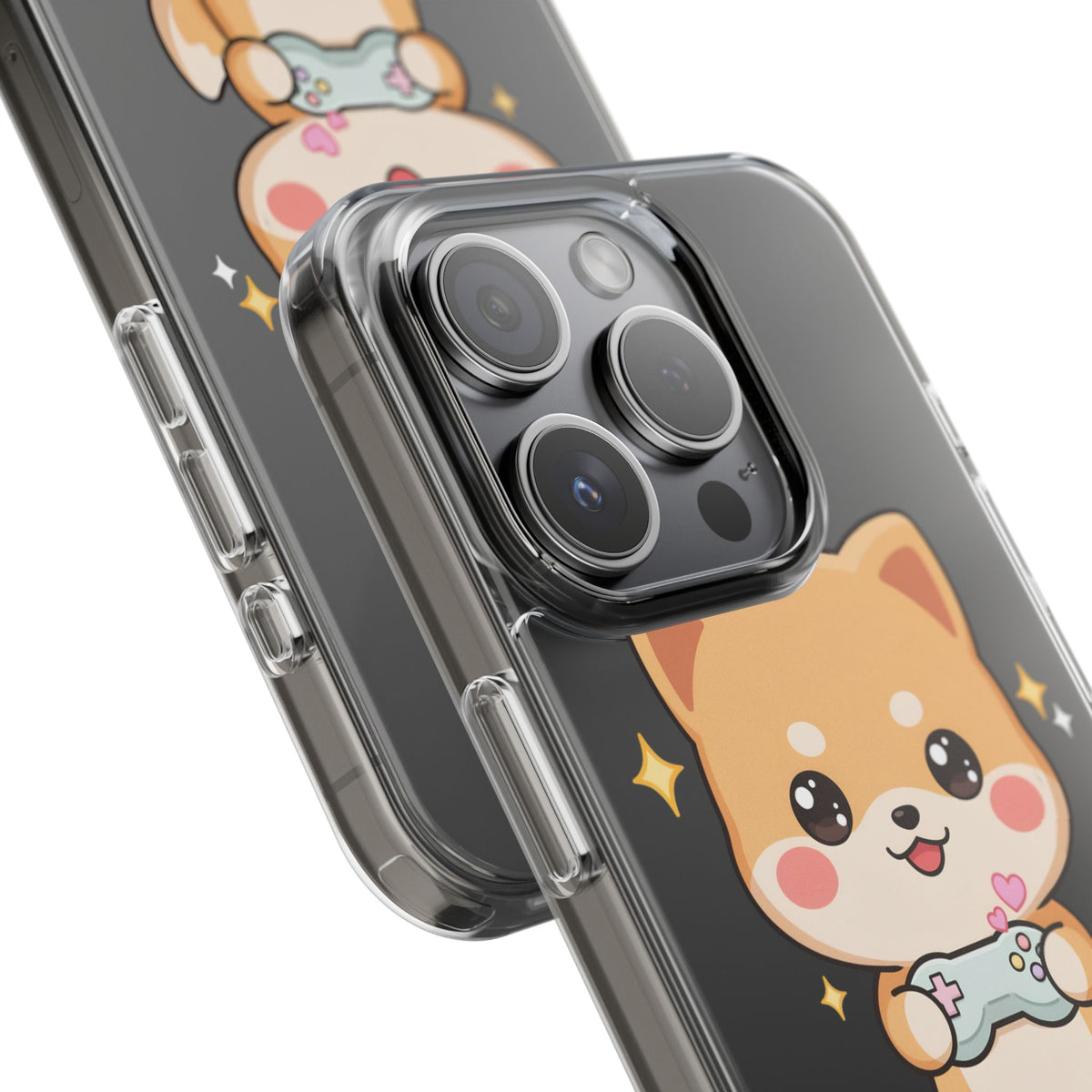 Kawaii Shiba Inu Gamer Phone Case, Clear Impact-Resistant