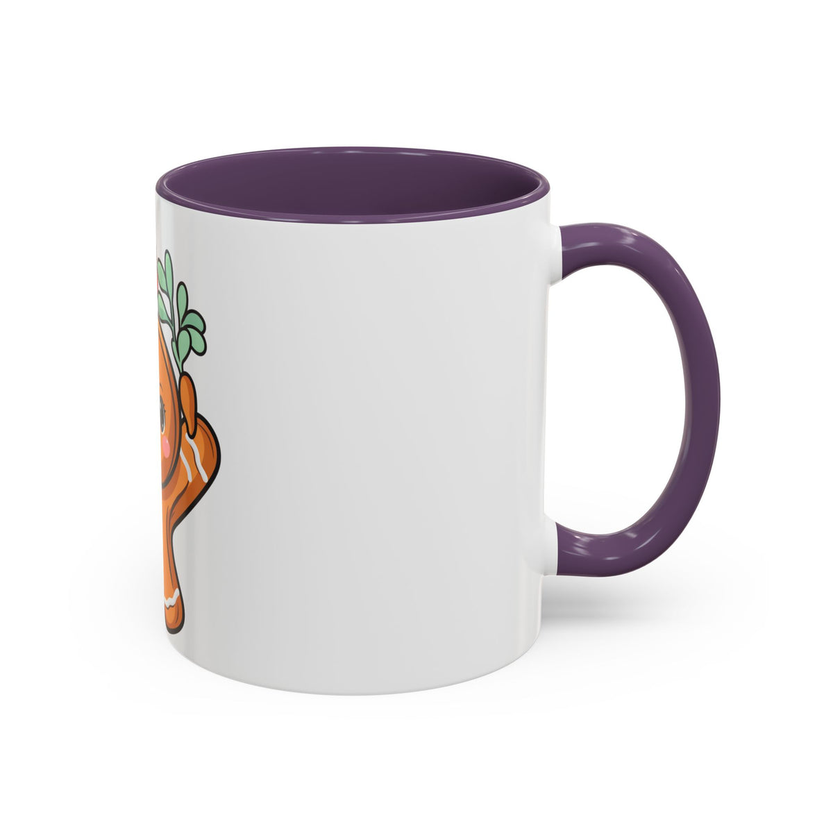 Kawaii Gingerbread Mug with Mistletoe | Christmas Accent Mug