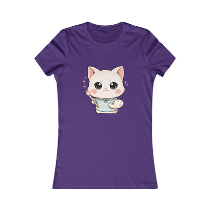 Kawaii Artist Cat T-Shirt for Cat Lovers and Creative Gifts