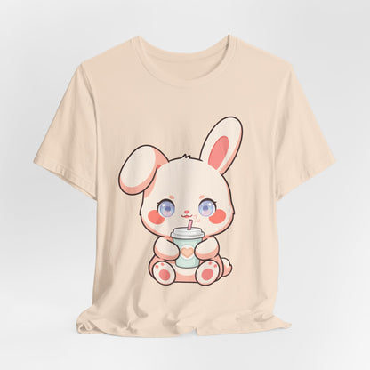 Kawaii Bunny Coffee T-Shirt: Cute Latte Lover Tee