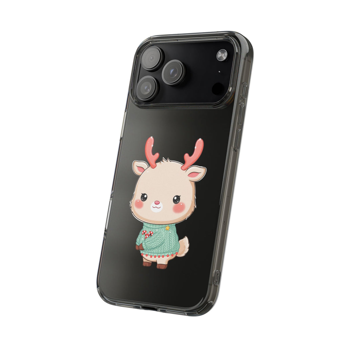 Kawaii Reindeer Clear Impact-Resistant Phone Case